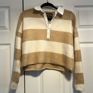 Striped Knit Sweater with Collar